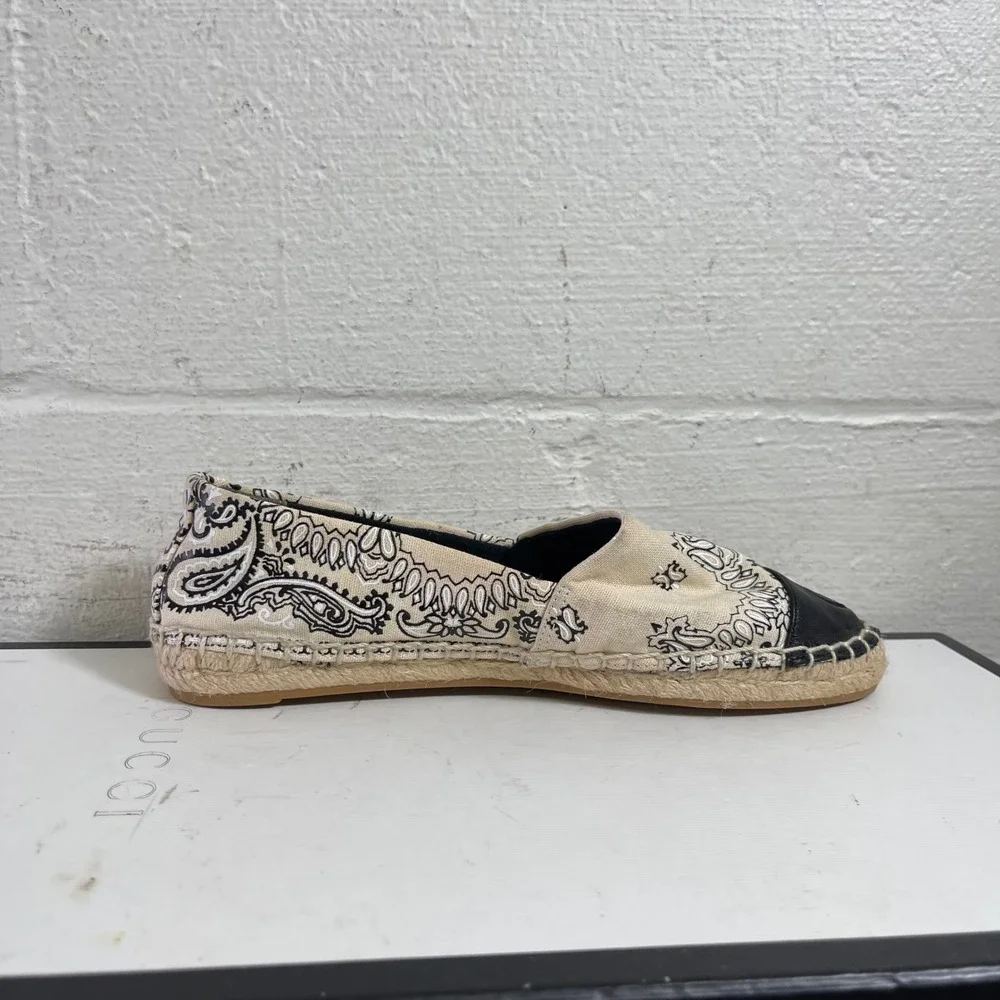 Tory Burch‎ Bandana Print 74053 Color Block Flat Espadrilles Slip On Womens 5 US